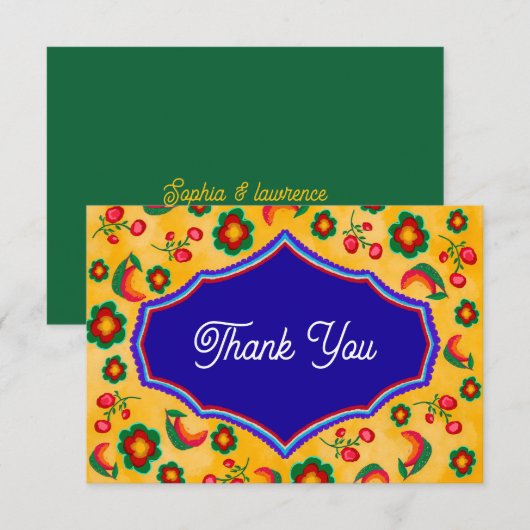 メキシカン結婚イエロー サンキューカード (正面/裏面)