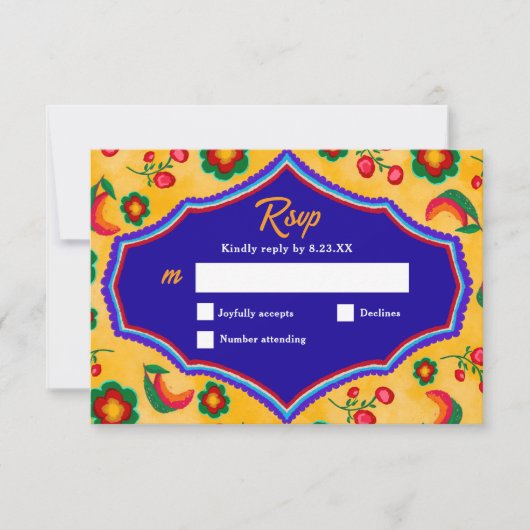 メキシカン結婚イエロー 出欠カード (正面)