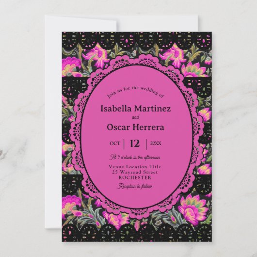 メキシカン結婚ピンク 招待状 (正面)