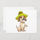 メキシカン風の犬 ストローハット ポストカード (正面/裏面)