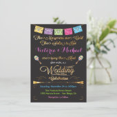 メキシカン ウェディング フィエスタ ゴールド グリッター 招待状 (スタンド正面)