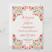 メキシカン カラフル ボタニカル ロマンティック フラワーズ ウェディング 招待状 (正面)