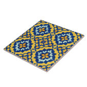 メキシカン・タラベラ スペインのAzulejo 青と黄色 タイル (側面)