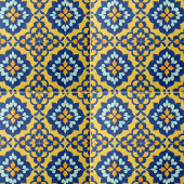 メキシカン・タラベラ スペインのAzulejo 青と黄色 タイル