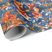 メキシカン タレヴェラ タイル ポッタリー オレンジ ブルー ラッピングペーパー (ロールコーナー)