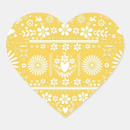 メキシカン ピカード 黄色 白い紙 式 結婚式 ハートシール (正面)