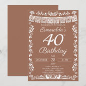 メキシカン・フィエスタ テラコッタ 40歳の誕生日 招待状 (正面/裏面)