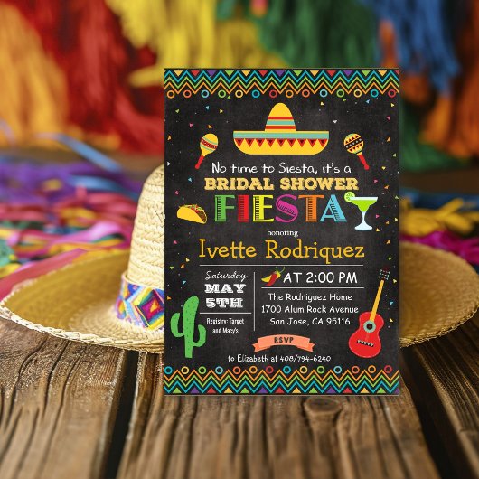 メキシカン・ブライダルシャワー チョーク招待状 Fiesta 招待状