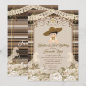 メキシカン ブラウン フィエスタ 男の子 洗礼と誕生日 招待状 (正面/裏面)