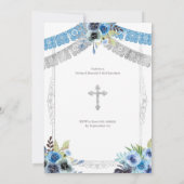 メキシカン ブルー シルバー 洗礼と3歳の誕生日 招待状 (裏面)