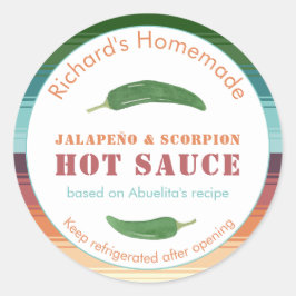 メキシカン ホットソースまたはスパイシーサルサハラペーニョラベル ラウンドシール