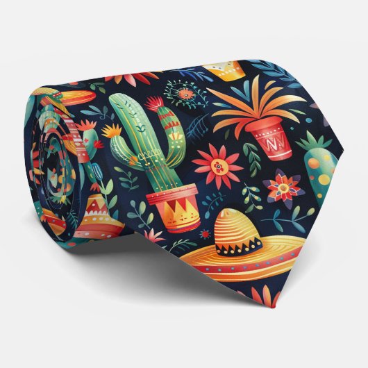 メキシクールコのタイル模様 ネクタイ (ロール)