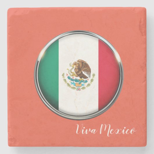メキシクールコ国旗のデザイン ストーンコースター (正面)