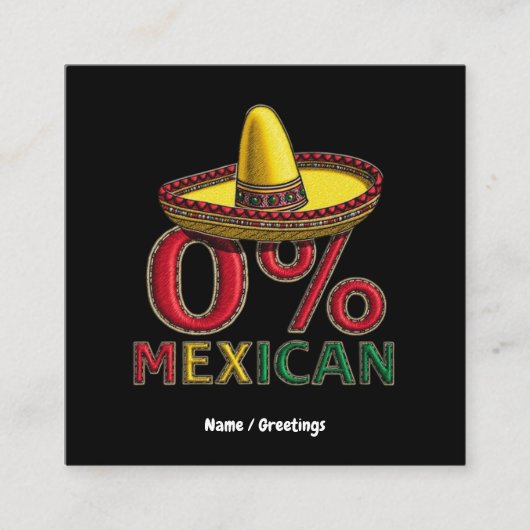 メキシコおもしろいの0笑わされる% スクエア名刺 (正面)