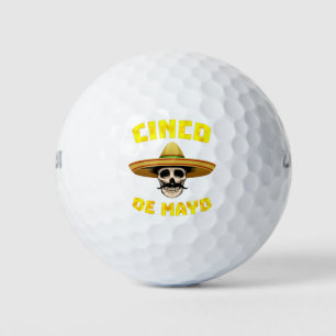 メキシコおもしろいのLovのためのCinco de Mayoスカル ゴルフボール