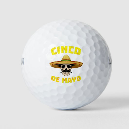 メキシコおもしろいのLovのためのCinco de Mayoスカル ゴルフボール (正面)