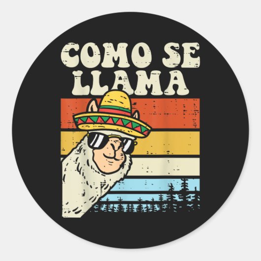 メキシコおもしろいアルパカA ラウンドシール (正面)