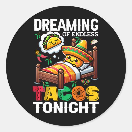 メキシコおもしろい料理Cinco De Mayo ラウンドシール (正面)