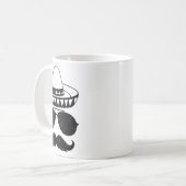 メキシコおもしろいCinc.の口ひげ付きソンブレロ顔 コーヒーマグカップ (正面左)