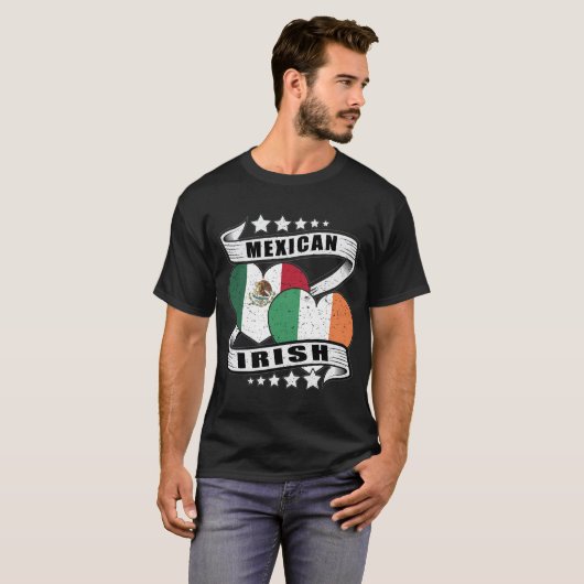 メキシコおよびアイルランド国旗 Tシャツ (正面フル)
