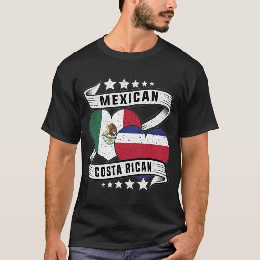 メキシコおよびコスタリカ国旗 Tシャツ (正面)