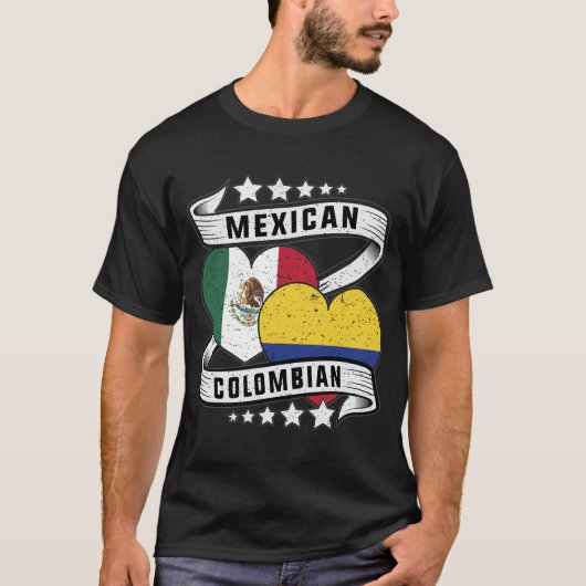 メキシコおよびコロンビア国旗 Tシャツ (正面)