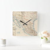 メキシコおよびテキサス州の地図 スクエア壁時計 (ホーム)