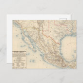 メキシコおよびテキサス州の地図 ポストカード (正面/裏面)