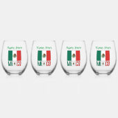 メキシコおよびメキシコ国旗の緑の個人用設定 ステムなしワイングラス (正面)