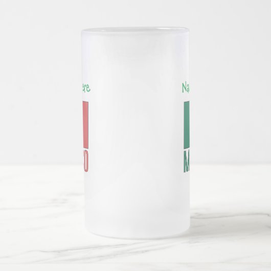 メキシコおよびメキシコ国旗の緑の個人用設定 フロストグラスビールジョッキ (中央)