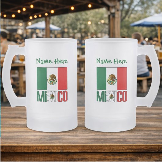 メキシコおよびメキシコ国旗の緑の個人用設定 フロストグラスビールジョッキ