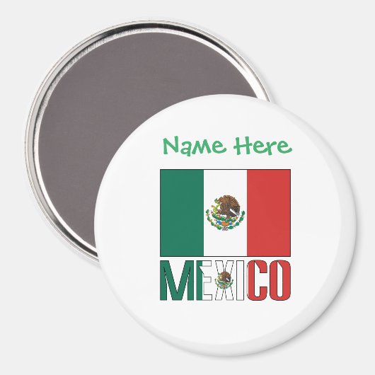 メキシコおよびメキシコ国旗の緑の個人用設定 マグネット (正面/裏面)