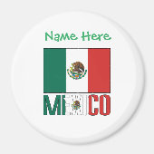 メキシコおよびメキシコ国旗の緑の個人用設定 マグネット (正面)
