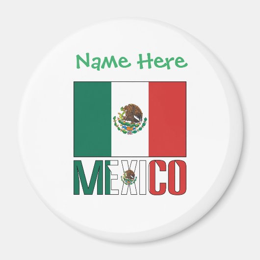 メキシコおよびメキシコ国旗の緑の個人用設定 マグネット (正面)