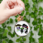 メキシコお祝いのスカルのカップル キーホルダー (手)