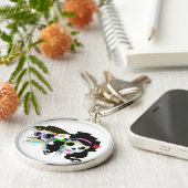 メキシコお祝いのスカルのカップル キーホルダー (側面)