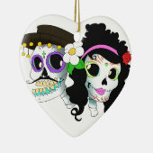 メキシコお祝いのスカルのカップル セラミックオーナメント (右)