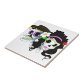 メキシコお祝いのスカルのカップル タイル (側面)