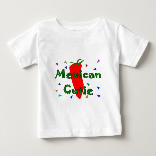 メキシコかわいこちゃんの赤いチリペッパーのTシャツ及びギフト ベビーTシャツ (正面)