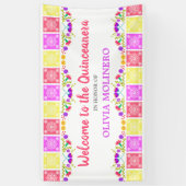 メキシコかわいらしンフィエスタフローラキンセアニェラへようこそ 横断幕 (縦)