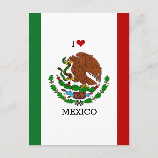 メキシコが大好き - メキシコの国旗 ポストカード (正面)