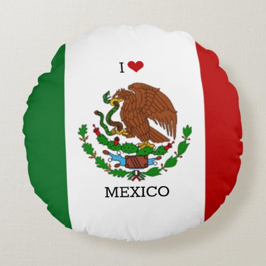 メキシコが大好き - メキシコの国旗 ラウンドクッション (正面)