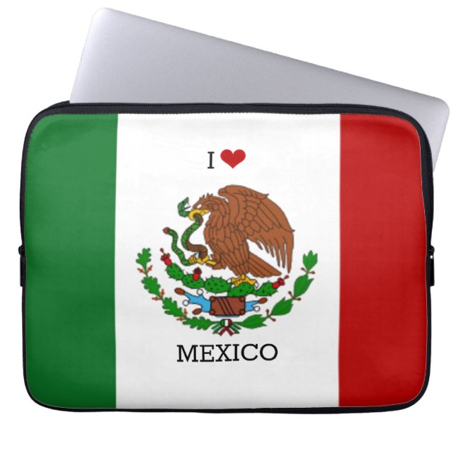 メキシコが大好き - メキシコの国旗 ラップトップスリーブ (正面)