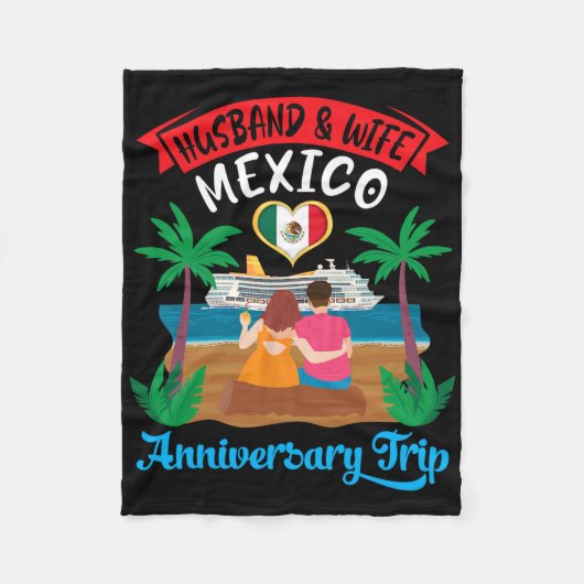 メキシコでの記念旅行クルーズの夫と妻 フリースブランケット (正面)