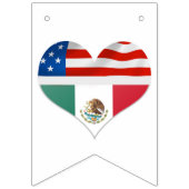 メキシコとアメリカの国旗とハート結婚ズ バンティングフラッグ (第3の旗)