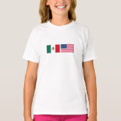 メキシコとアメリカの国旗を並べて Tシャツ (正面)