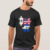 メキシコとエルサルバドルのルーツと米国国旗 Tシャツ (正面)