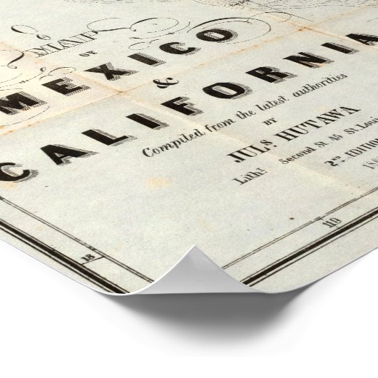 メキシコとカリフォルニアの地図 ポスター (角)