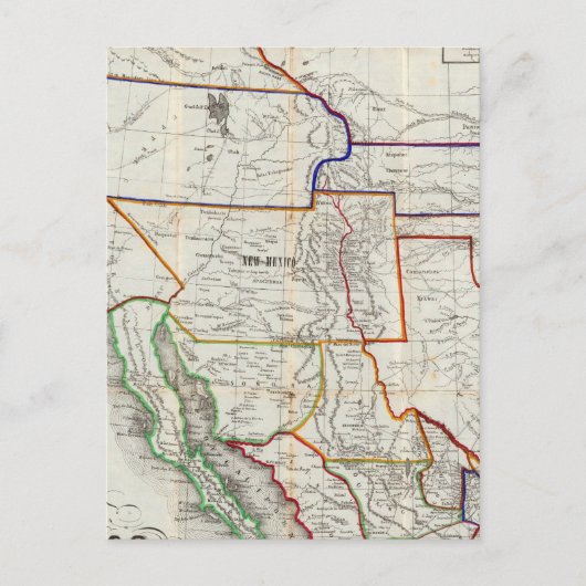 メキシコとカリフォルニアの地図 ポストカード (正面)