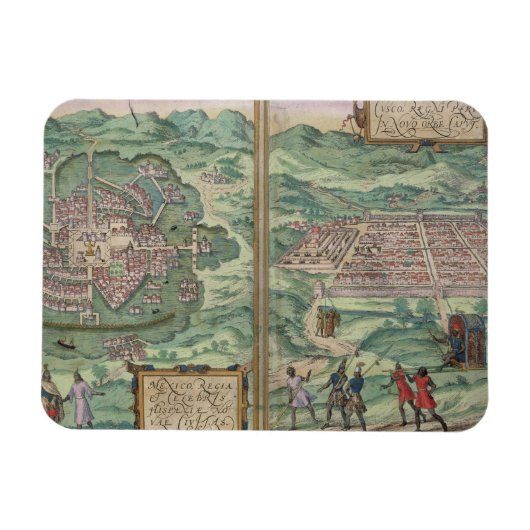 メキシコとクスコの地図， 'シビタテス・オルビス・ターから マグネット (横)